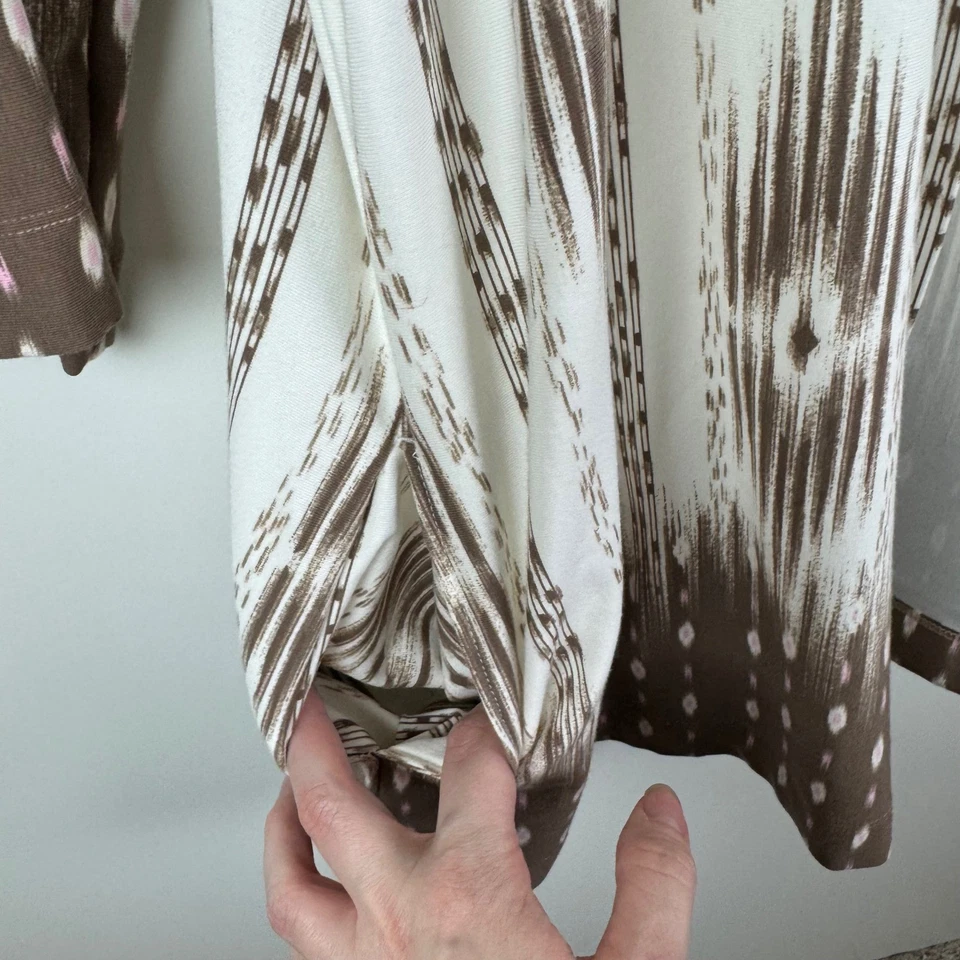 Cárdigan Plumero Isaac Mizrahi Live Azteca Talla 1X Frente Abierto Boho Neutro Elastizado Foto 2 de 4