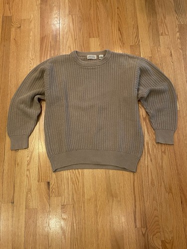 Vintage St John’s Bay Cable Knit Sweater Tan Grandpa Sweater Sz Large - Picture 1 of 8