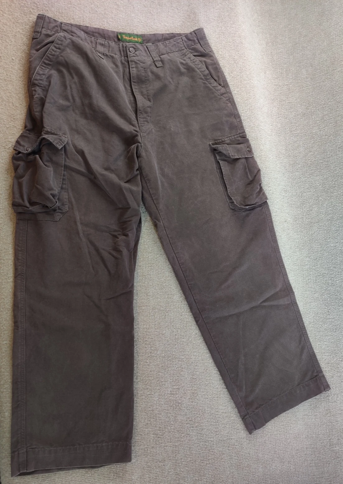 Timberland Pantalone Uomo Y2K Cotone Relaxed Marrone Cargo Utility Misure 37x30