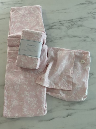 SIMPLY SHABBY CHIC Rachel Ashwell King Flat Sheet + Cases Rose Slipper 🌸NEW🌸 - Picture 1 of 9