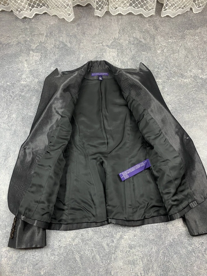 Chaqueta Blazer Ralph Lauren Etiqueta Púrpura Estilo Brillante Talla 4 Hecha en EE. UU. Gris Foto 3 de 4