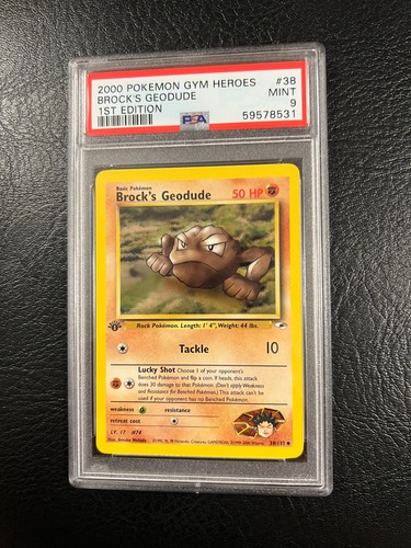 Pokemon Gym Heroes #38 - Brock's Geodude - MINT - 1st Edition - PSA 9! - Picture 2 of 4