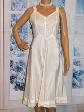 1920's 30's vintage Full Slip Beautiful Embroidered Design Throughout Med