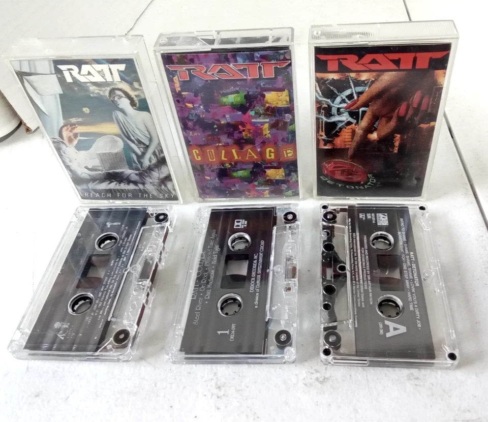 Ratt -3 Cassette Lot - Collage/ Detonator / Reach For The Sky - VG+ - Image 4 of 4