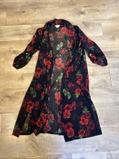 Ember Floral Sheer Kimono Bathing Suit Cover Up Duster Cardigan Size Small Roses