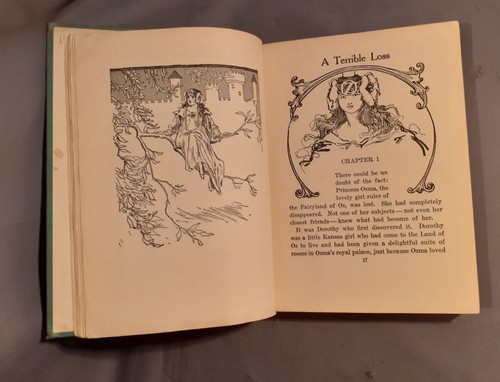 The Lost Princess Of Oz Baum Green Binding All Black & White Blank Endpapers - Picture 12 of 16