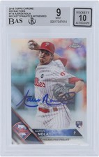 Aaron Nola Phillies Signed '16 Topps Chrome Refractors #114 BAS 9/10 Rookie Card