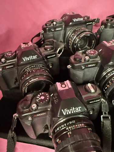 6x Vivitar V3800N 35mm Film camera As Is Lot with 135mm F 2.8 Lens In Box - Bild 4 von 21