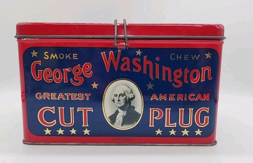 Antike George Washington Greatest American Cut Plug Tabakdose mit Griff