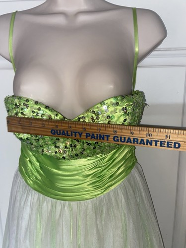 Jump! Apparel Vintage LIME Green Sparkle Satin Prom Formal Dress sz 7/8 NWOT - Picture 9 of 12
