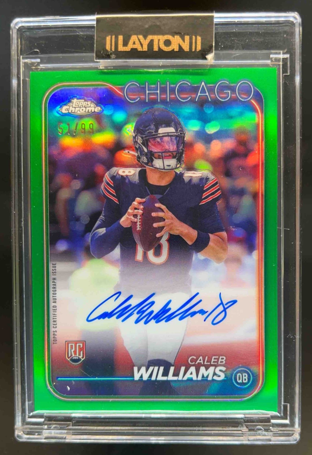 2024 Topps Chrome Caleb Williams Rookie Auto RC Green Refractor #51/99