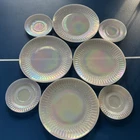VTG Federal Glass Moonglow Iridescent Dinner Plates and Saucer Sets 8 Total