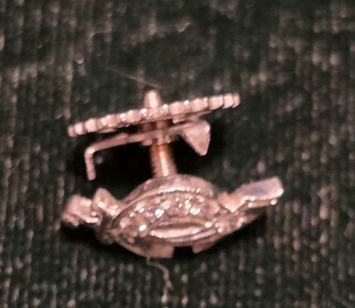 Shriners Pin 14k Weißgold Diamanten Krawattennadel Halbmond Schwert - Bild 10 von 11