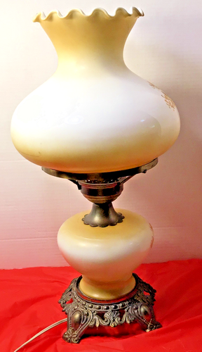 Vintage Guss Vom Winde verweht Windlicht Lampe gelb floral - Bild 10 von 11