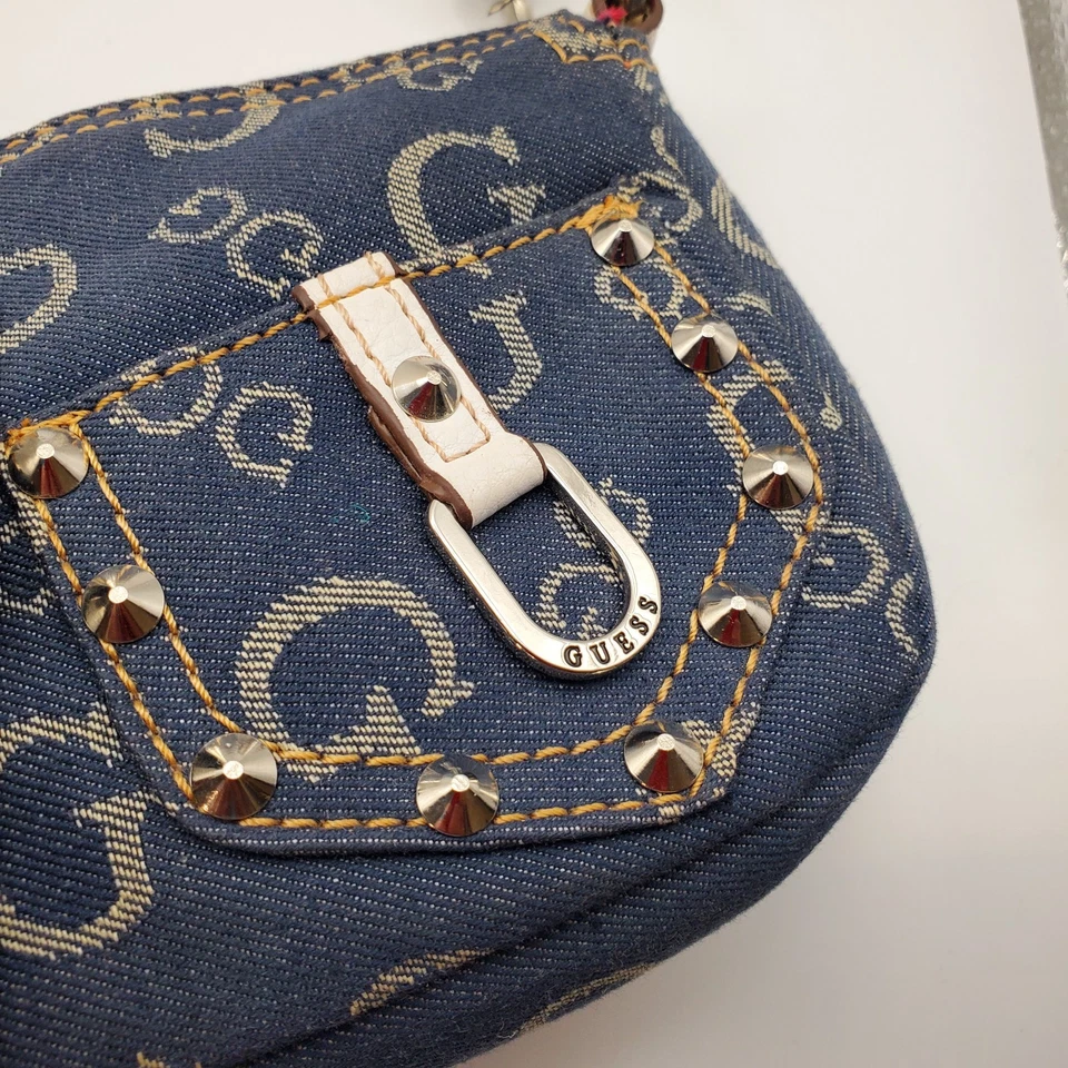 De Colección Y2K GUESS Cartera de Hombro Cartera Denim Hebilla Logo Estampado Bolso Raro  Foto 2 de 4