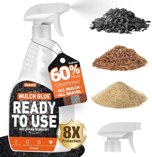Mulch Glue with Sprayer for Landscaping, Concentrated Fast Dry, Non Toxic 27 oz. - Picture 1 of 8