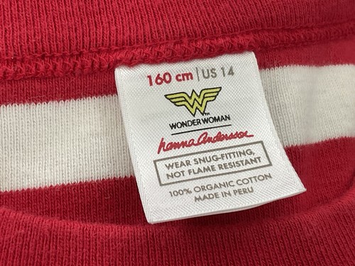HANNA ANDERSSON Wonder Woman Striped Organic Long pajamas, Size 160 (14) - Picture 2 of 9