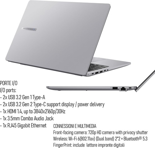 ASUS Expertbook PC Portatile cpu Intel Core i3 1315U Nvme 640Gb windows 11 pro - Foto 4 di 4
