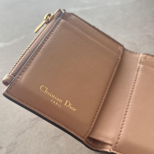 Christian Dior Triple Cartera Compacta Monedero Sillín Cuero Rosa Auténtico - Imagen 4 de 24