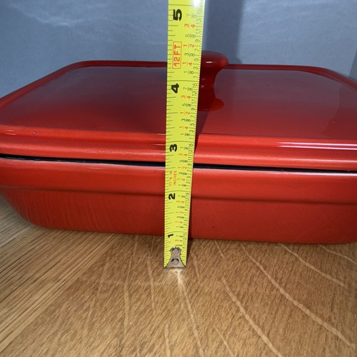 Red Ceramic Unbranded 10”x7.5” Casserole Dish W/lid Heavy - Picture 2 of 11
