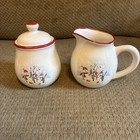 Sugar Bowl with Lid & Creamer Jolly Snowmen Royal Seasons Red/ White