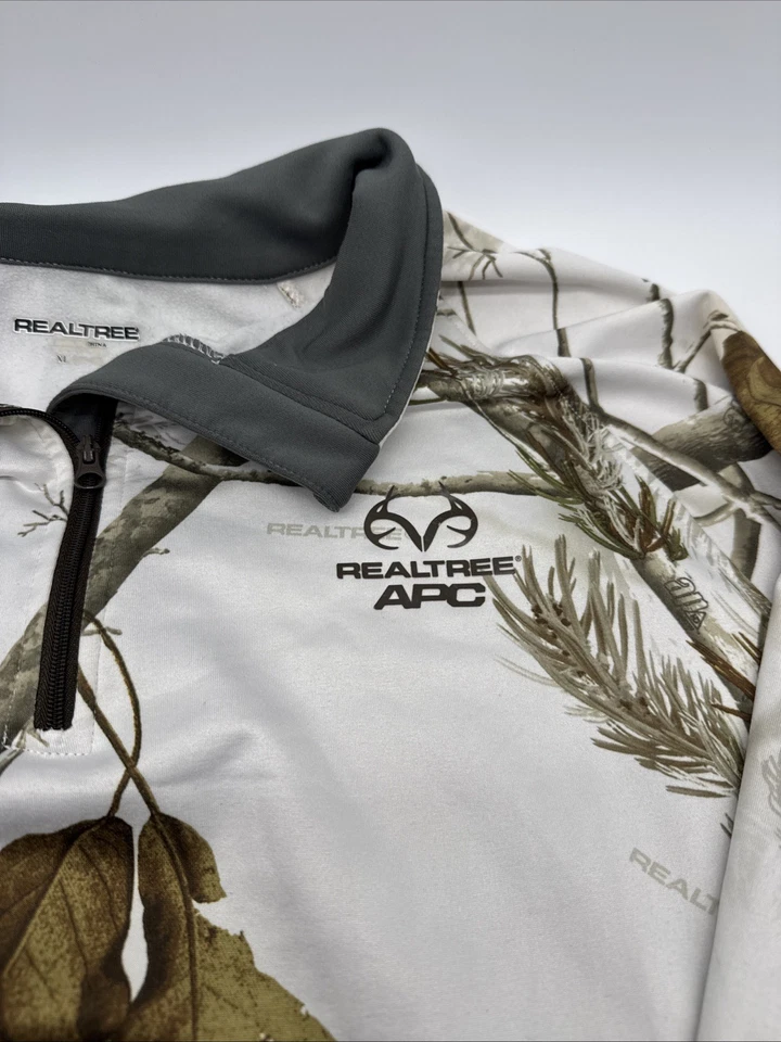 Realtree APC 1/4 Cremallera Pullover Blanco Nieve Camuflaje Camisa de Caza Unisex X-Grande Foto 4 de 4