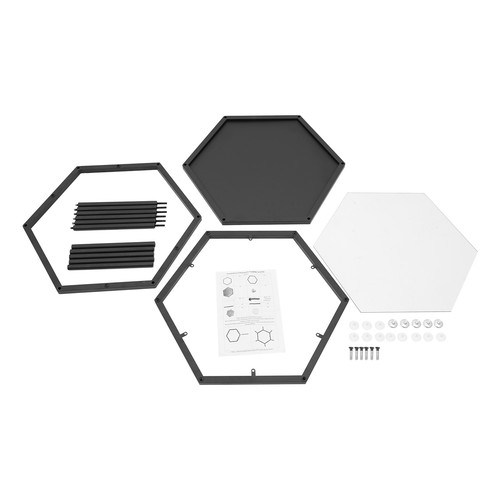 Mesa auxiliar de hierro moderna de 2 niveles de 24"" de altura mesa auxiliar hexagonal carga de 50 libras - Imagen 14 de 15