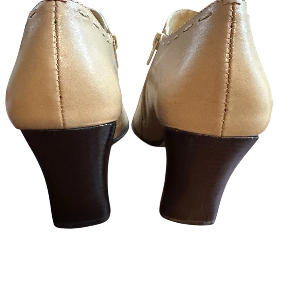 Bruno Valenti Square Row Leather Stitched Side Zip Ankle Boots Tan Sz 6 View 6
