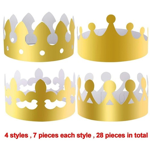 Premium Gold Paper Crowns for Unforgettable Parties 20Pcs 4 Assorted Styles - Bild 2 von 40