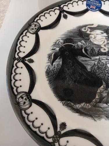 Juego de 4 platos de cena Royal Stafford 1666 casa embrujada espantapájaros 11" - Imagen 3 de 9