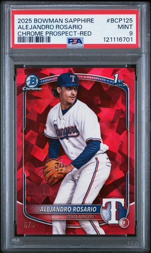 2025 Bowman Sapphire Ed Chrome Prospects Red #BCP125 Alejandro Rosario 5/5 PSA 9