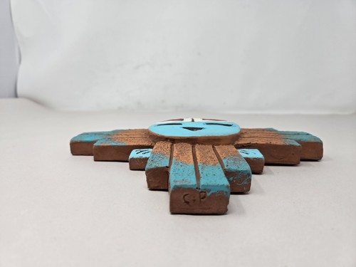 Leonard Jaramillo Hopi Sonnengott Keramik Wandbild handgefertigt & bemalt Mexiko  - Bild 4 von 12