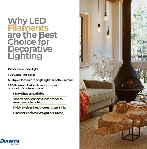 8.5 Watt Dimmable Clear Filament ST18 / ST19 Medium (E26) LED Bulb - 850 Lumens, - Picture 7 of 12