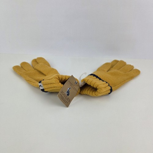 Joules Snowday Antique Gold Knit Gloves mustard yellow viscose mix New Tags BNWT - Picture 2 of 9