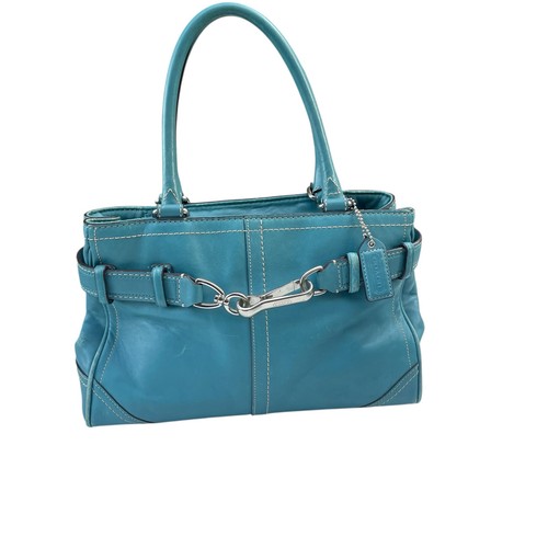 Coach Hampton Leder Umhängetasche Schultertasche Blau Silber Hardware F11199 Vintage - Bild 16 von 22