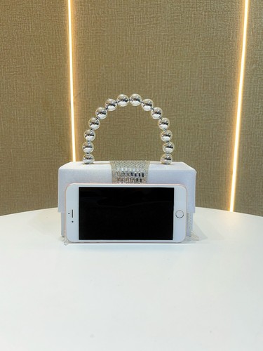 Borsa piccola quadrata con paillettes incrostate di diamanti scatola di perle borsa a tracolla tenuta a mano - Foto 17 di 30