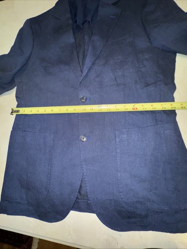 NORDSTROM ‘TESSUTI SONDRIO’ MENS NAVY BLUE LINEN SPORTCOAT SIZE 40R $495 - Picture 13 of 18