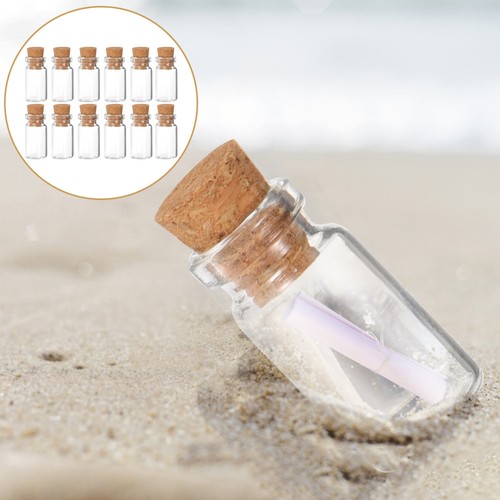 25 Pcs Small Message Jars Clear Glass Vials Mini Wishing Bottles - Foto 9 di 12