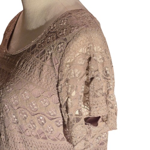 Shannon Ford New York Pale Taupe Lace Top Shark Bite Hem Women size XL - Picture 4 of 9
