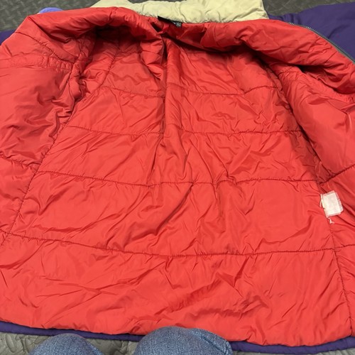 3412 Vintage 90's Patagonia Purple Gray Red Insulated Hooded Parka Jacket Large - Picture 9 of 12