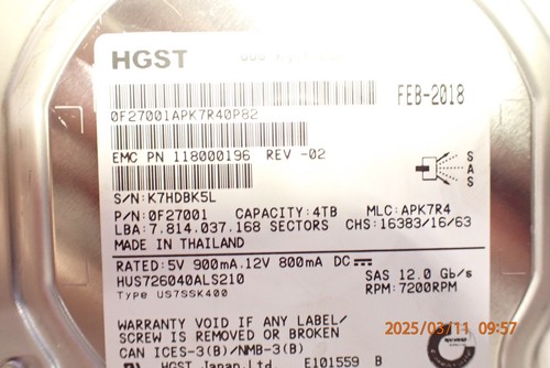 EMC V2-PS07-040 005050956 005052077 005052076 4TB SAS 3.5" 7.2K VNXE HARD DRIVE - Picture 6 of 6
