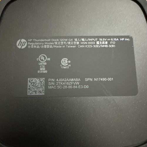 HP Thunderbolt Dock 120W G4 Docking Station - Black Model HSN-IX03 - Afbeelding 2 van 2