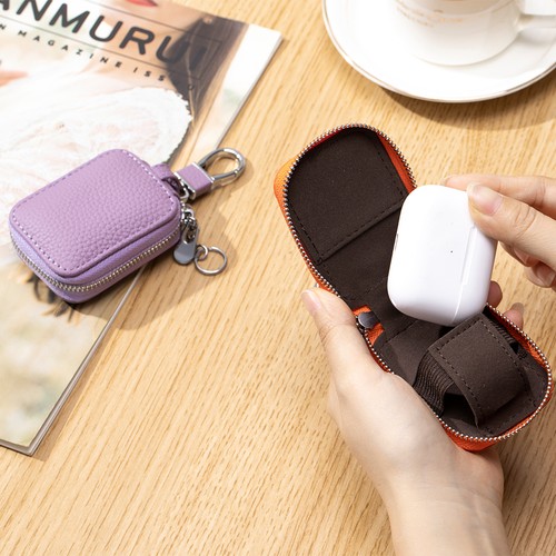 Bolso de cuero con cremallera para mujer Llavero Cartera Mini Bolso para llaves Bluetooth Bolso para auriculares - Imagen 8 de 19