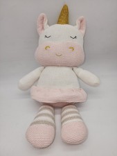 Living Textiles Baby Knit 14" Kenzie Unicorn Plush Toy w/Rattle Made Australia