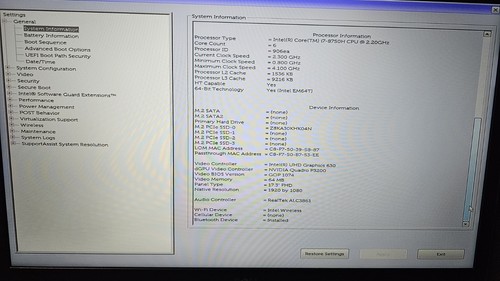 DELL PRECISION 7730 CORE I7-8750H 512GB 16GB NVIDIA QUADRO P3200 + CHARGER NO OS - Picture 11 of 12