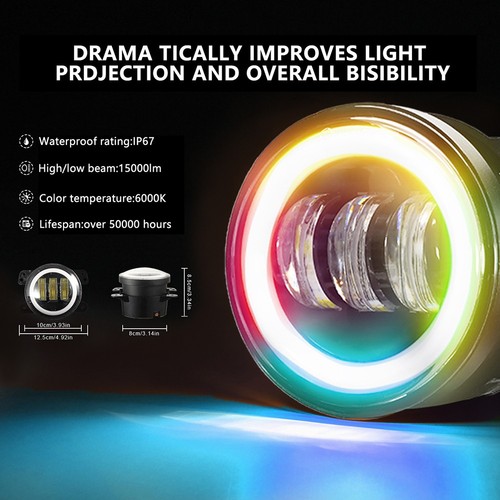 Aesthetic Round Design Brightness Adjustable LED Fog Lights Easy Setup - Picture 24 of 24