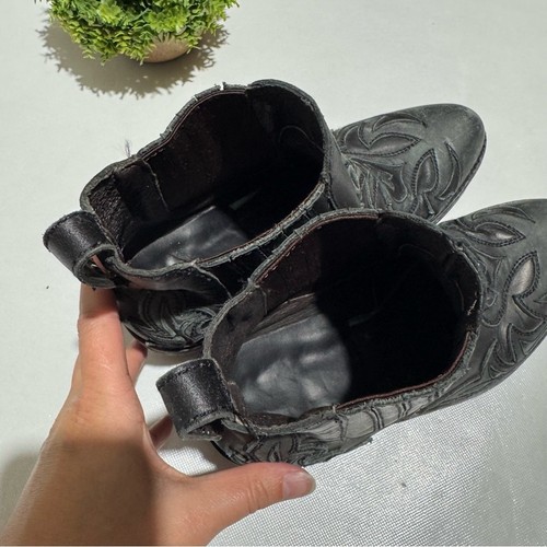 Liberty schwarze kurze Lederstiefeletten Booties Größe 9 Western Festival Moto - Bild 4 von 7