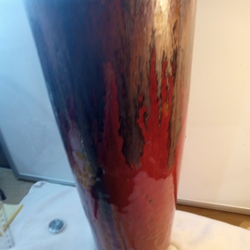 Vintage 18" Tall Lava Glaze Studio Pottery Vase Unmarked Red/Copper Home decor - Picture 6 of 12