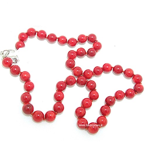 Collana girocollo in corallo bamboo e chiusura in argento 925 - 8 mm - Picture 2 of 2