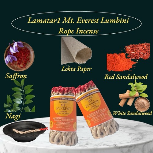 Handmade In Nepal Lamatar1 Natural Lumbini Rope Incense Sweet Saffron Fragrance - Picture 11 of 16